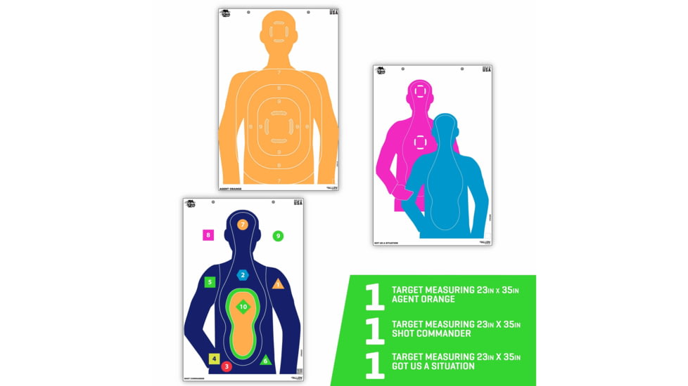 EZ-Aim Fun Tough Crowd Paper Shooting Targets, 23inW x 35inH, 3-Targets, Multi, 15658