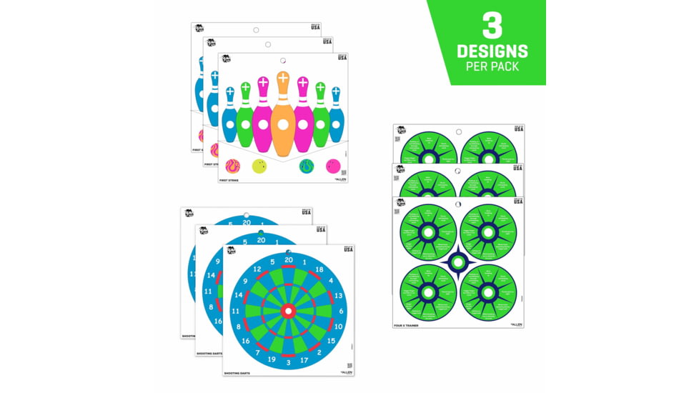 EZ-Aim Fun Triggering More Fun Paper Shooting Targets, 12inW x 12inH, 9-Pack, Multi, 15640