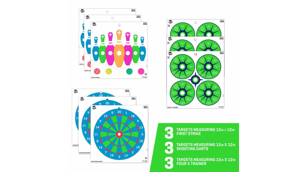 EZ-Aim Fun Triggering More Fun Paper Shooting Targets, 12inW x 12inH, 9-Pack, Multi, 15640