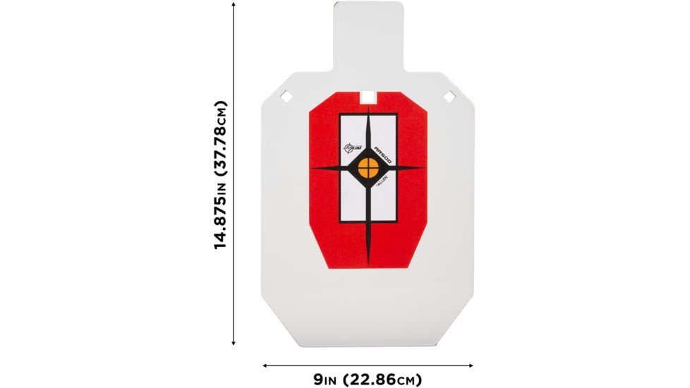 EZ-Aim Hardrock AR500 IPSC Silhouette Shooting Target, White/Red/Black, 14.875 in x 9 in, 15371