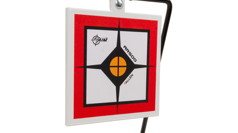 EZ-Aim Hardrock AR500 Square Spinner Target &amp; Stand, Rimfire Rounds &amp; Centerfire Pistol, White/Red/Black, 9.5W x 20H, 15367