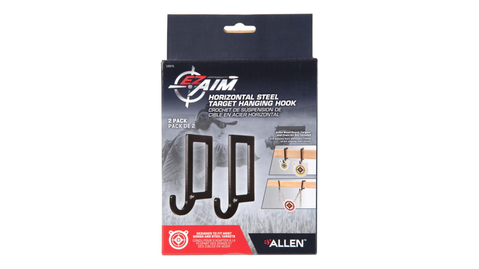 EZ-Aim Horizontal Steel Gong Shooting Target Hanging Hook, 2-Pack, Black, 15571