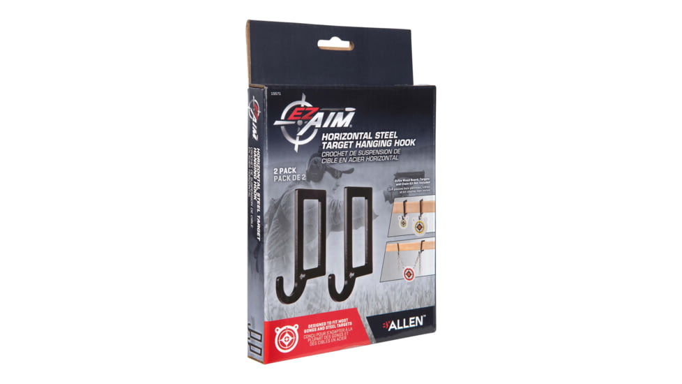 EZ-Aim Horizontal Steel Gong Shooting Target Hanging Hook, 2-Pack, Black, 15571