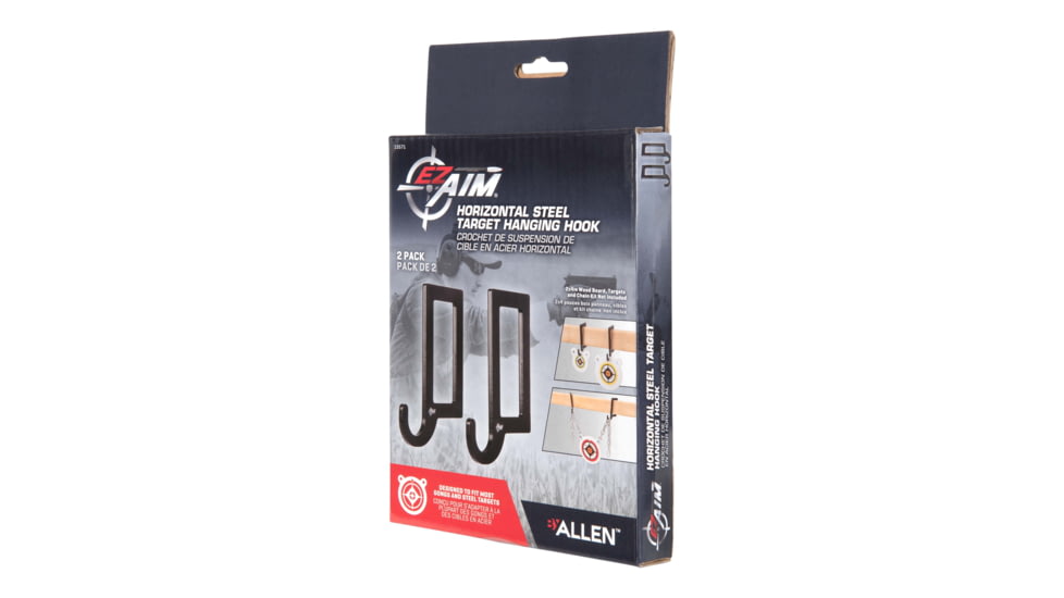 EZ-Aim Horizontal Steel Gong Shooting Target Hanging Hook, 2-Pack, Black, 15571