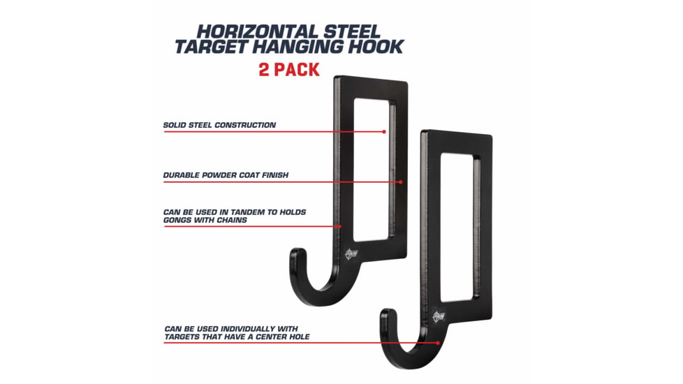 EZ-Aim Horizontal Steel Gong Shooting Target Hanging Hook, 2-Pack, Black, 15571