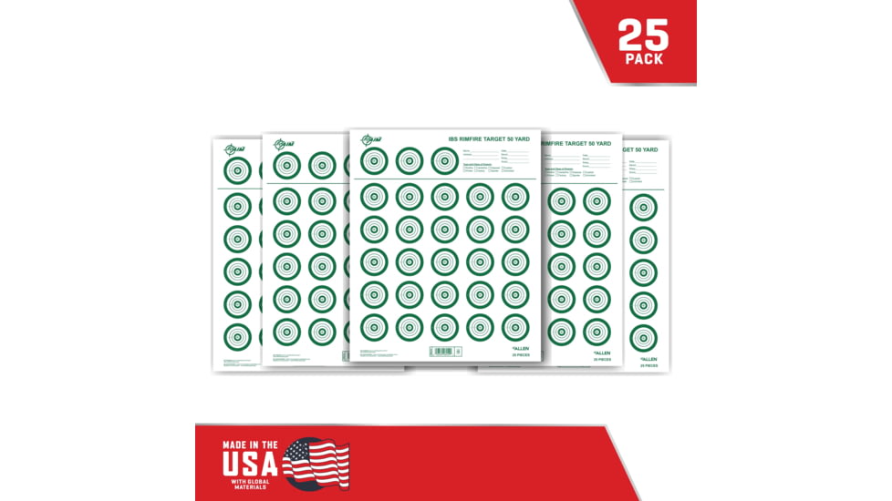 EZ-Aim IBS Rimfire Paper Shooting Targets, 50-Yard Range, 14x17in, 25-Pack, Green/White, 15582