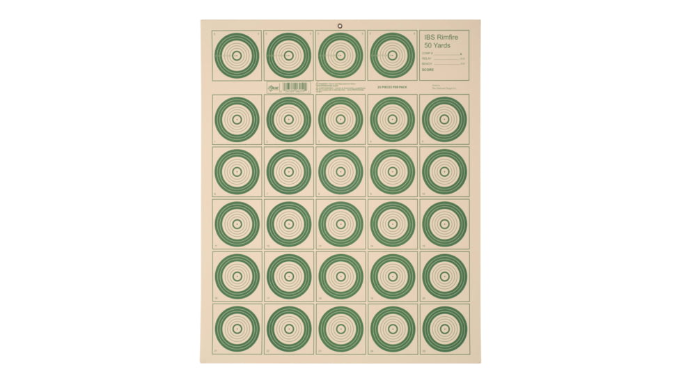 EZ-Aim IBS Rimfire Paper Shooting Targets, 50-Yard Range, 14x17in, 25-Pack, Green/White, 15582