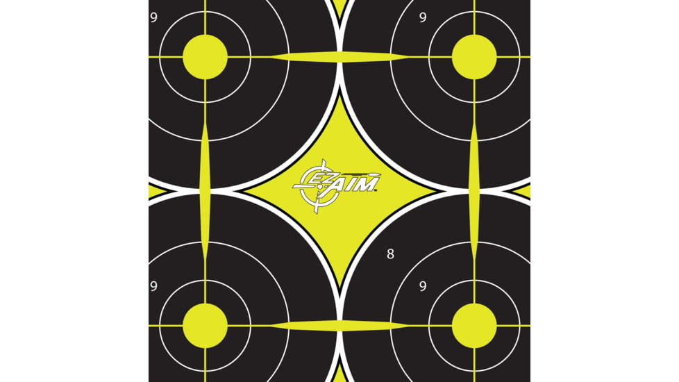 EZ-Aim Non-Adhesive Paper Splash Shooting Targets, 6 Spot Bullseyes, 8-Pack, Black/Chartreuse, 12 in x 18 in, 15355