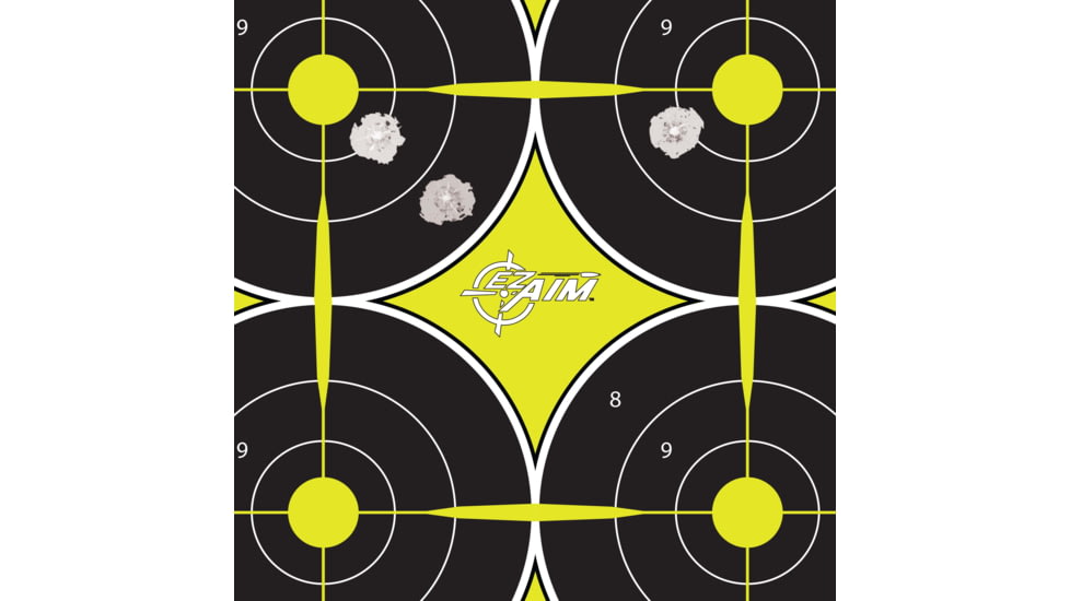 EZ-Aim Non-Adhesive Paper Splash Shooting Targets, 6 Spot Bullseyes, 8-Pack, Black/Chartreuse, 12 in x 18 in, 15355