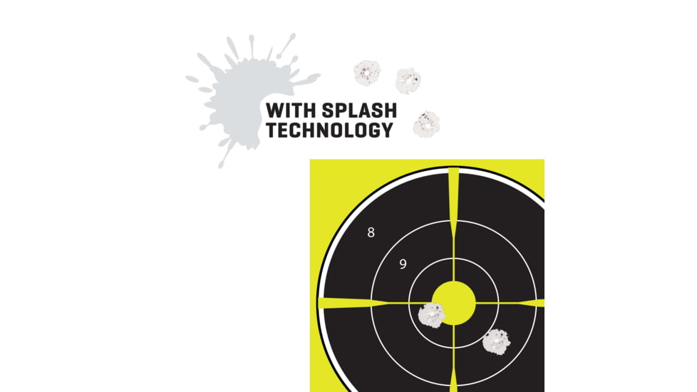 EZ-Aim Non-Adhesive Paper Splash Shooting Targets, 6 Spot Bullseyes, 8-Pack, Black/Chartreuse, 12 in x 18 in, 15355