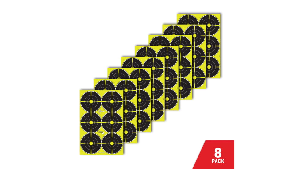 EZ-Aim Non-Adhesive Paper Splash Shooting Targets, 6 Spot Bullseyes, 8-Pack, Black/Chartreuse, 12 in x 18 in, 15355
