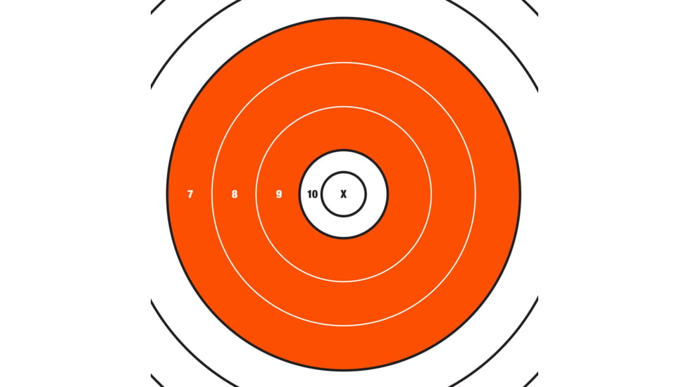 EZ-Aim Paper Shooting Target, Bullseye, 12in Square, Orange/White, 15496