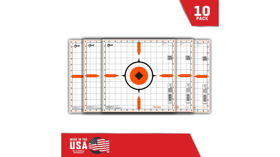 EZ-Aim Rigid Paper Shooting Targets, Sight-In Grid, 10-Targets Per Pack, Orange/White, 15576