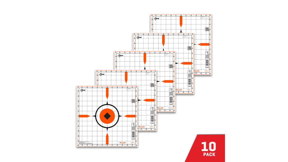 EZ-Aim Rigid Paper Shooting Targets, Sight-In Grid, 10-Targets Per Pack, Orange/White, 15576