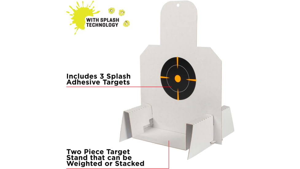 EZ-Aim Silhouette Splash Shooting Kit &amp; Target Stand, 6in Square Adhesive Targets, Black/Orange, 13.5W x 17.5H, 15379