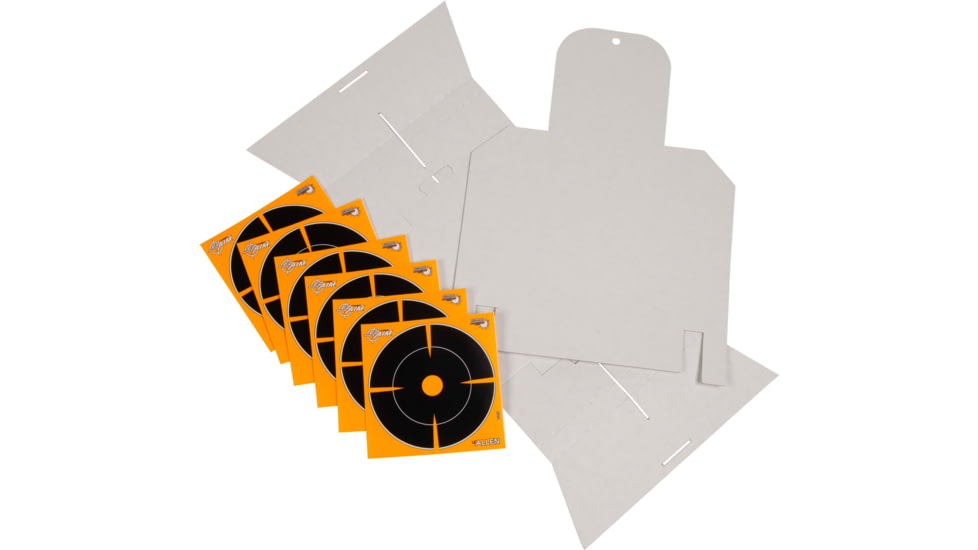 EZ-Aim Silhouette Splash Shooting Kit &amp; Target Stand, 6in Square Adhesive Targets, Black/Orange, 13.5W x 17.5H, 15379