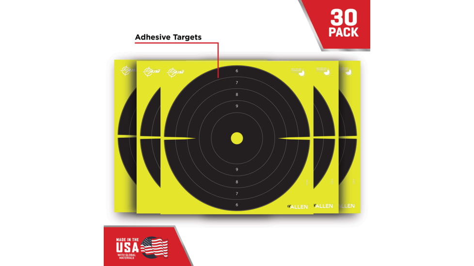 EZ-Aim Splash Reactive Paper Shooting Targets, Bullseye, Peel Away Target Pad, 12.5in Square, 30-Pack, Black/Chartreuse, 15214-30