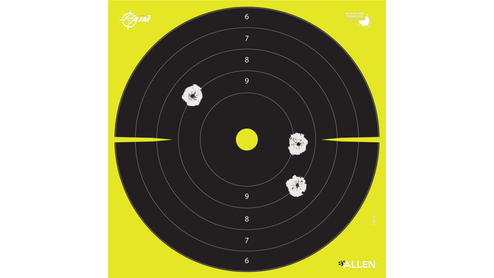 EZ-Aim Splash Reactive Paper Shooting Targets, Bullseye, Peel Away Target Pad, 12.5in Square, 30-Pack, Black/Chartreuse, 15214-30