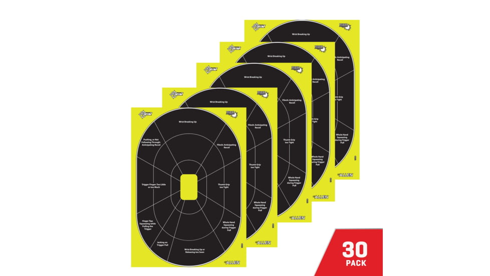 EZ-Aim Splash Reactive Paper Shooting Targets, Handgun Trainer, Peel Away Target Pad, 12.5inW x 18.25inH, 30-Pack, Black/Chartreuse, 15220-30
