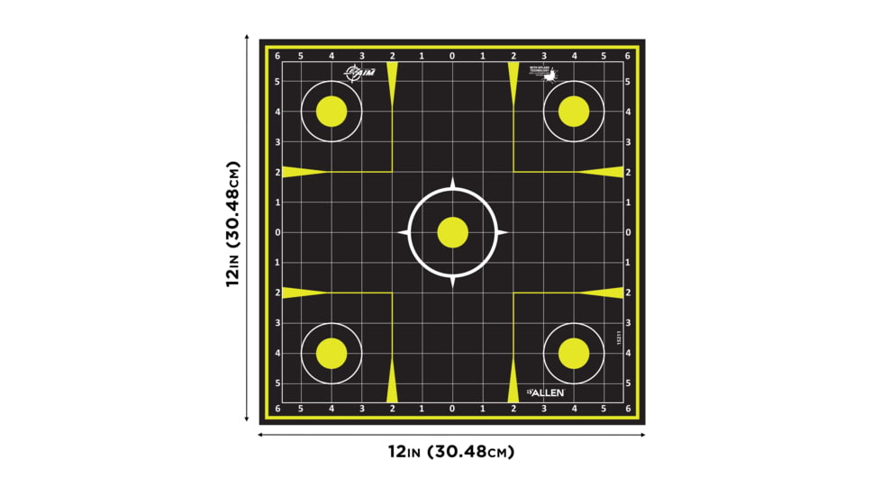 EZ-Aim Splash Reactive Paper Shooting Targets, Sight-In Grid, Peel Away Target Pad, 12.5in Square, 30-Pack, Black/Chartreuse, 15211-30