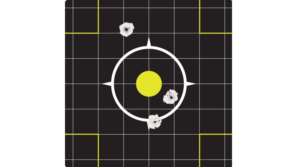 EZ-Aim Splash Reactive Paper Shooting Targets, Sight-In Grid, Peel Away Target Pad, 12.5in Square, 30-Pack, Black/Chartreuse, 15211-30