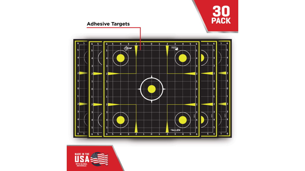 EZ-Aim Splash Reactive Paper Shooting Targets, Sight-In Grid, Peel Away Target Pad, 12.5in Square, 30-Pack, Black/Chartreuse, 15211-30