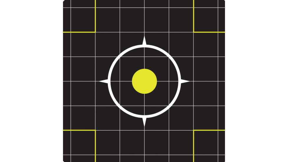 EZ-Aim Splash Reactive Paper Shooting Targets, Sight-In Grid, Peel Away Target Pad, 12.5in Square, 30-Pack, Black/Chartreuse, 15211-30