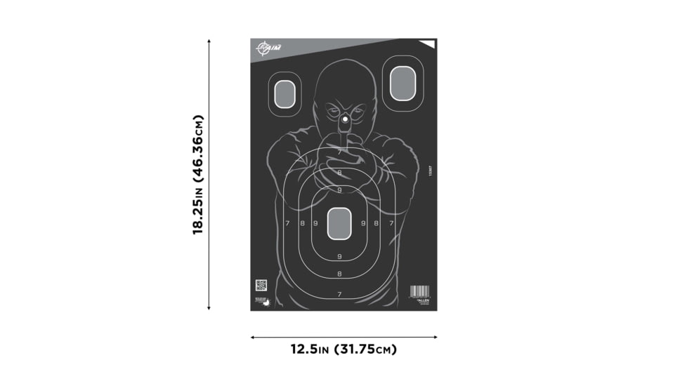 EZ-Aim Splash Reactive Paper Shooting Targets, Silhouette, 12.5inW x 18.25inH, 100-Pack, Black/Gray, 15307