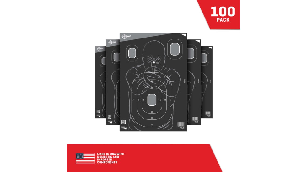 EZ-Aim Splash Reactive Paper Shooting Targets, Silhouette, 12.5inW x 18.25inH, 100-Pack, Black/Gray, 15307