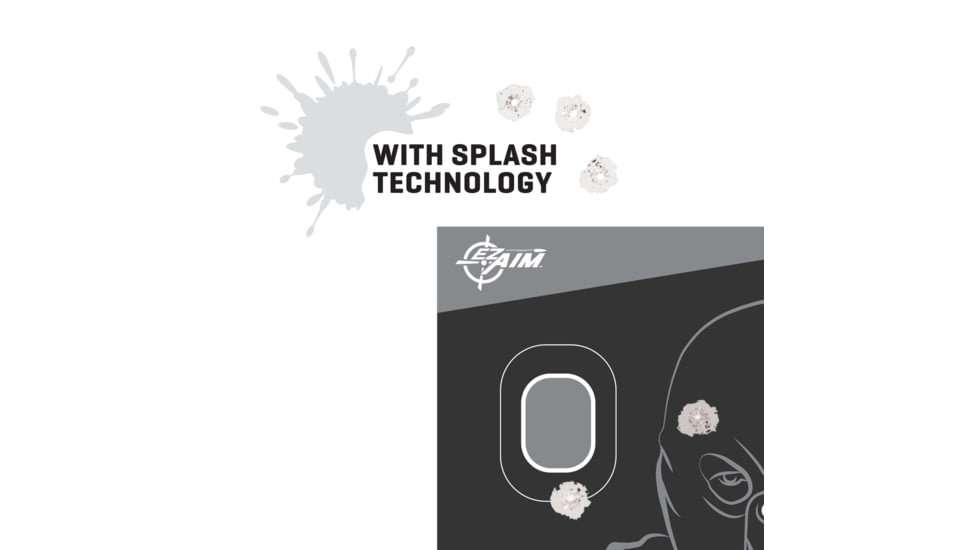 EZ-Aim Splash Reactive Paper Shooting Targets, Silhouette, 12.5inW x 18.25inH, 100-Pack, Black/Gray, 15307
