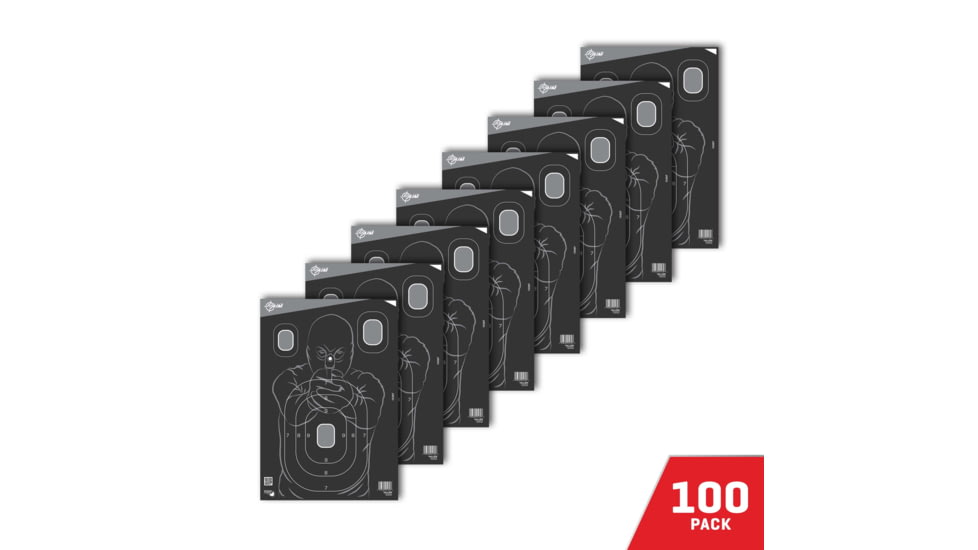 EZ-Aim Splash Reactive Paper Shooting Targets, Silhouette, 12.5inW x 18.25inH, 100-Pack, Black/Gray, 15307