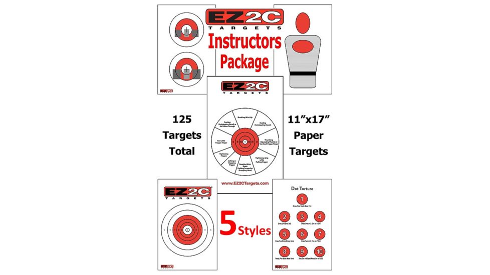 EZ2C Targets 125 5 Instructors Style Targets,Red and Black Ink,11x17in EZP06