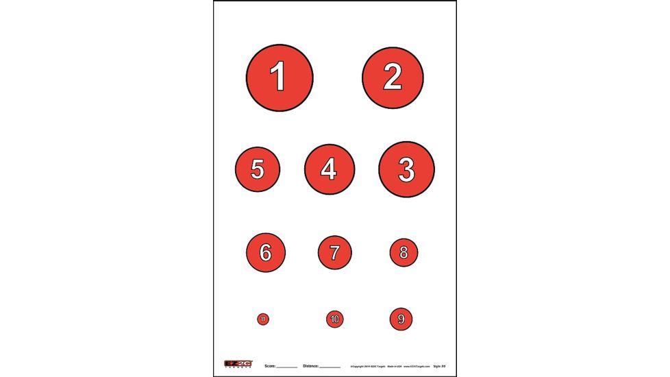 EZ2C Targets Style 20 Targets,Red and Black Ink,11x17in,Pack of 25 EZ2C020