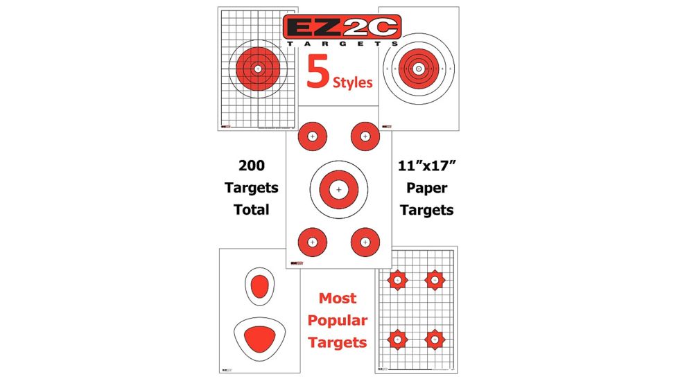 EZ2C Targets 200 5 Style Targets,Red and Black Ink,11x17in EZP01