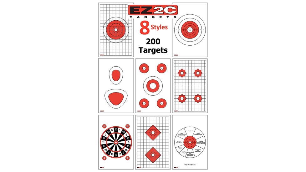 EZ2C Targets 200 8 Style Targets,Red and Black Ink,11x17in EZP03