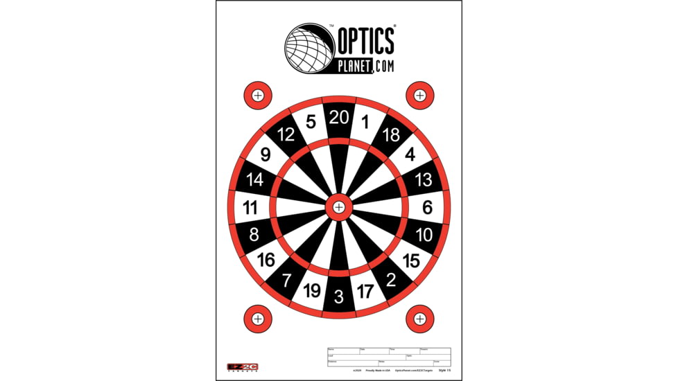 EZ2C Targets Style 15, Dart Board on High Quality White Paper, 25 Pack, EZ2CS015