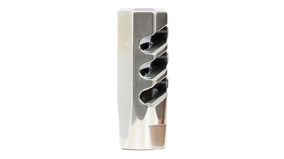 Watchtower Firearms Flat Faced Compensator Muzzle Brake, 5.56 Cal, 1/2x28, PVD Coated, Silver, CMB-556-FS