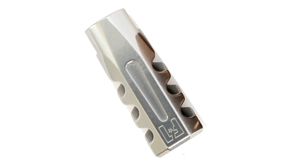 Watchtower Firearms Flat Faced Compensator Muzzle Brake, 5.56 Cal, 1/2x28, PVD Coated, Silver, CMB-556-FS