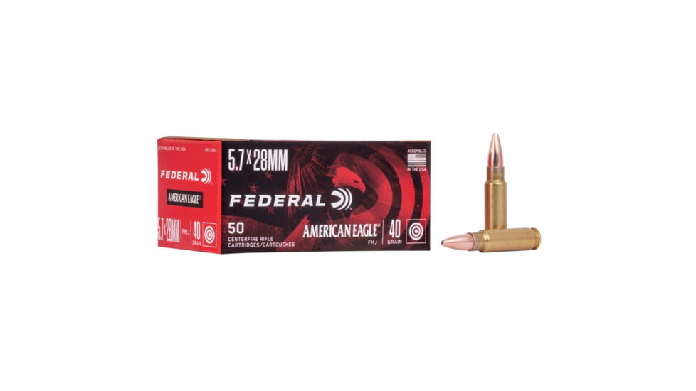 Federal American Eagle Rifle Ammo 5.7x28mm FN 40 gr FMJ 1655 fps 500/ct 09B0B612, FAAE5728AC