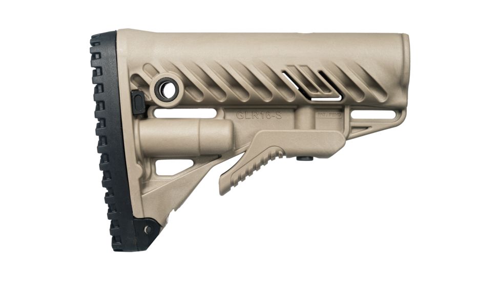 FAB Defense AR-15/M4 Stock With Battery Storage And Rubber Buttpad, Flat Dark Earth, FX-GLR16T
