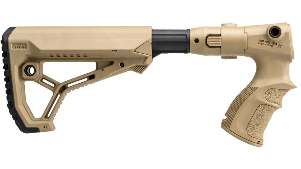 FAB Defense AR15/M4 Collapsible Buttstock w/Shock Absorber for Remington 870, FDE, fx-agrf870fksbt