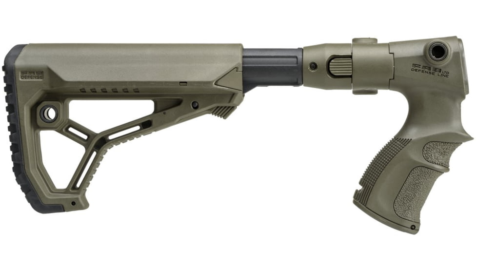 FAB Defense AR15/M4 Collapsible Buttstock w/Shock Absorber for Remington 870, OD Green, fx-agrf870fksbg