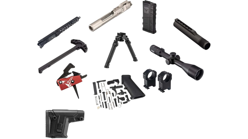 TRYBE Defense Custom AR Kit, 5.56x45mm NATO, 6-24x50mm FFP Rifle Scope, BCG-NB-ENH-KIT1