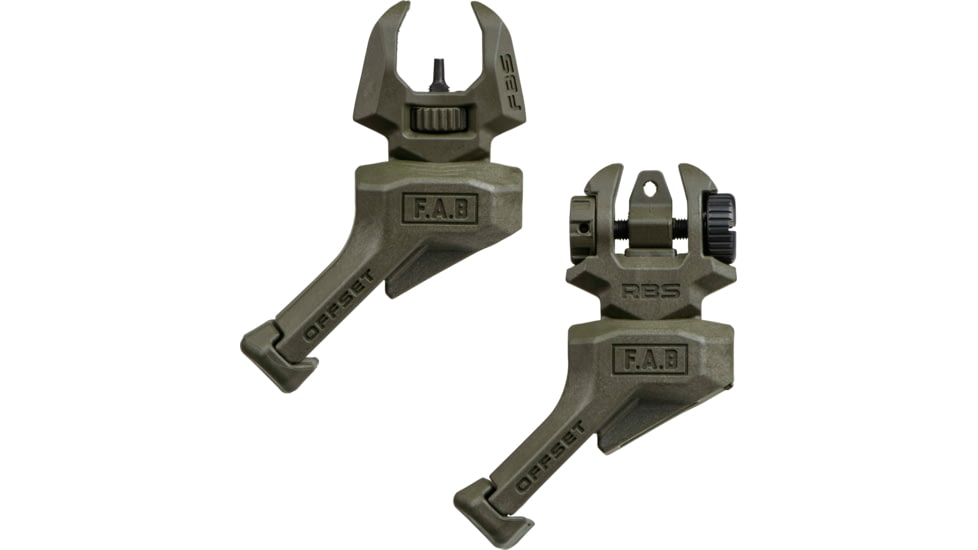 FAB Defense Top Mounted Deployable Front and Rear Sight for Left Hand, OD Green, fx-frbsoslhg