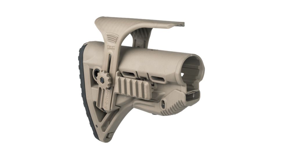 FAB Defense GLSHOCKCP Recoil-Reducing M4/M16 Buttstock, w/Cheek Rest, Flat Dark Earth, FX-GLSHOCKCPT