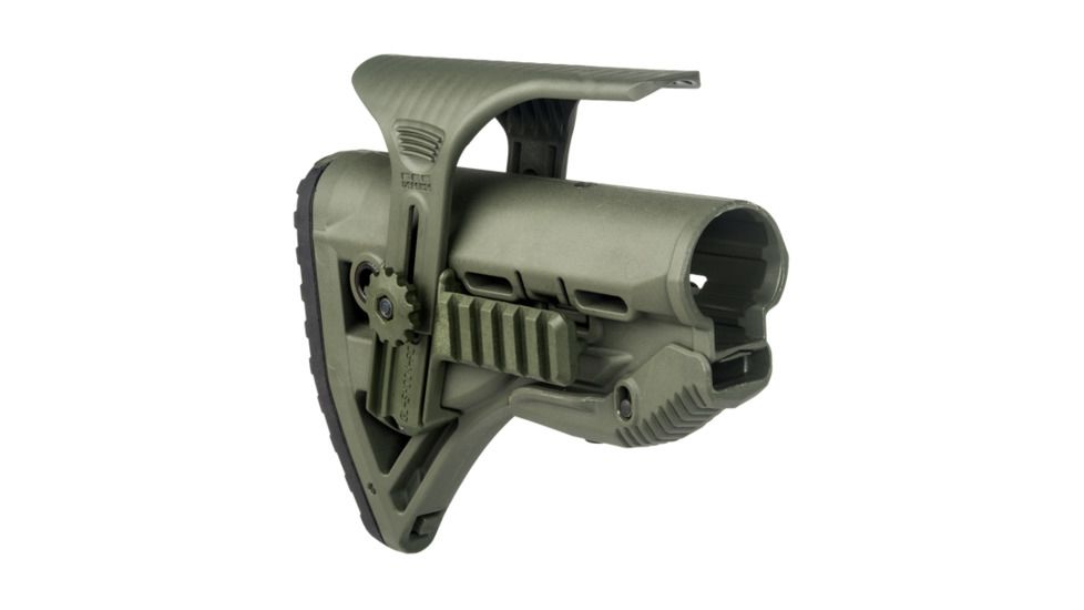 FAB Defense GLSHOCKCP Recoil-Reducing M4/M16 Buttstock, w/Cheek Rest, OD Green, FX-GLSHOCKCPG
