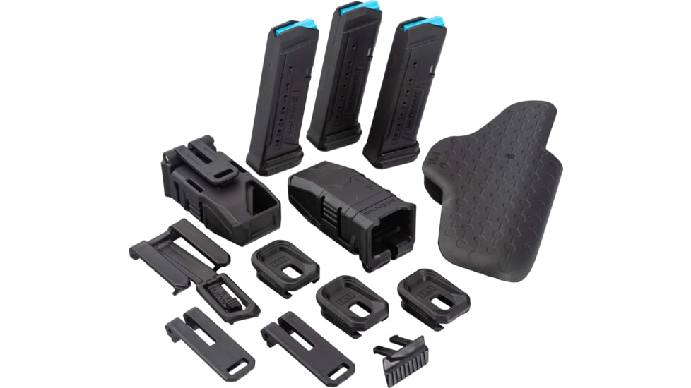 FAB Defense Polymer IWB Hoster Kit, Glock 19, Right Hand, Black, 16 Round Pistol Magazine, fx-glock19kitb