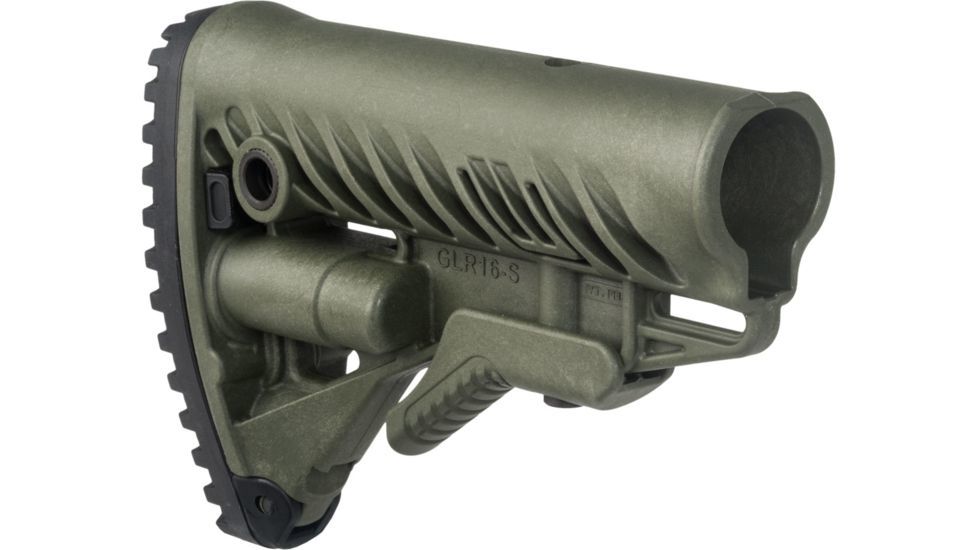 FAB Defense AR-15/M4 Stock With Battery Storage And Rubber Buttpad, OD Green, FX-GLR16G