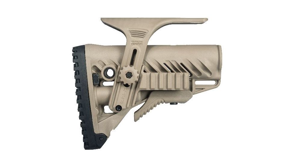 FAB Defense GLR16 with a GCP Cheek Riser and GPCP Picatinny Rail Adaptor, Flat Dark Earth, FX-GLR16PCPT