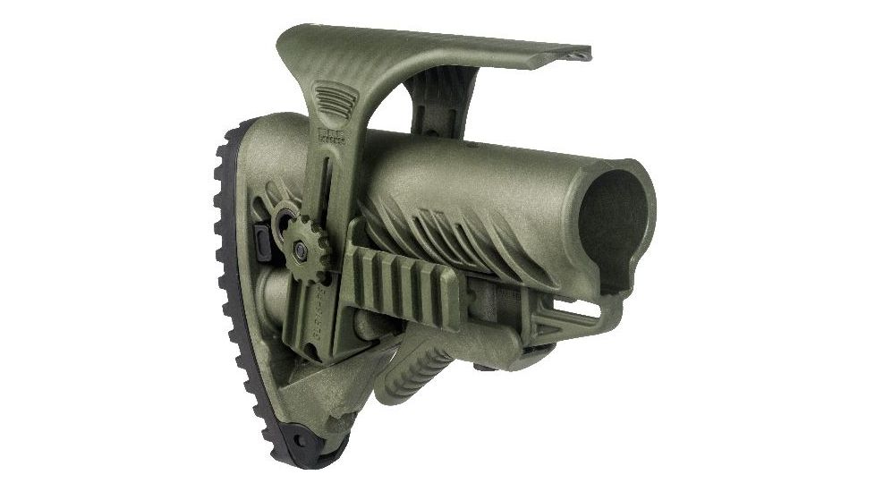 FAB Defense GLR16 with a GCP Cheek Riser and GPCP Picatinny Rail Adaptor, OD Green, FX-GLR16PCPG
